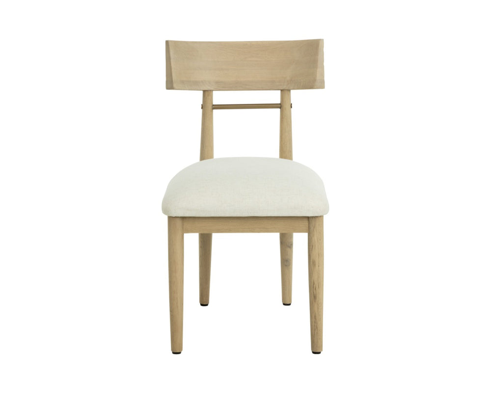 Sunpan FLORIAN Dining Chair - Sculptural Light Oak with Geralt Linen - Ergonomic Comfort & Timeless Style 112352