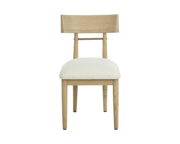 Sunpan FLORIAN Dining Chair - Sculptural Light Oak with Geralt Linen - Ergonomic Comfort & Timeless Style 112352