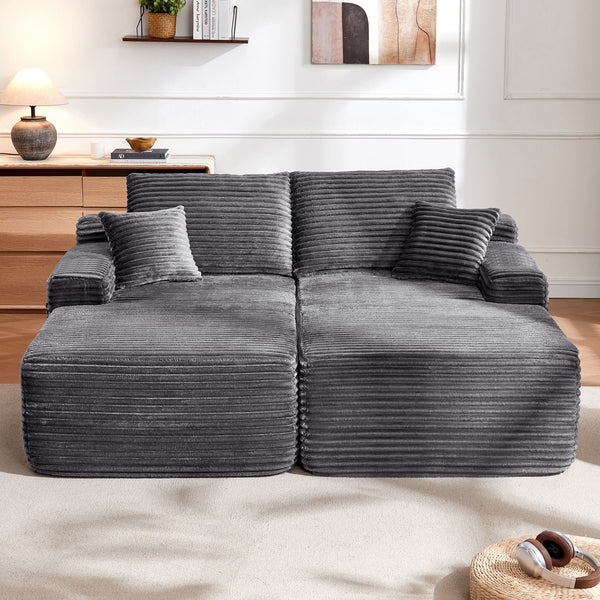English Elm 75"cloud Double Chaise Sectional Plush Fabric Sofa Deep Seat Modern Living Room W3975S00058