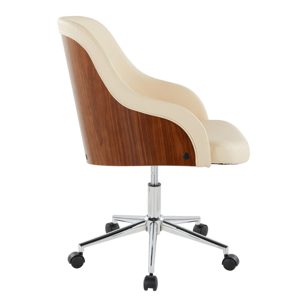 English Elm Task Chair with Chrome Five Star Base Grey Fabric Seat for Modern Home Office Use Chrome,Cream,Walnut B202P474174