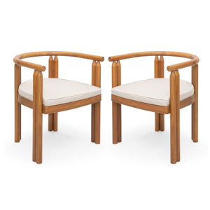 English Elm Christopher Knight Home® - Cove Acacia Wood Dining Chair Set Of 2 With Teak Finish And Beige Cushions For Indoor/Outdoor Use N775P329653T