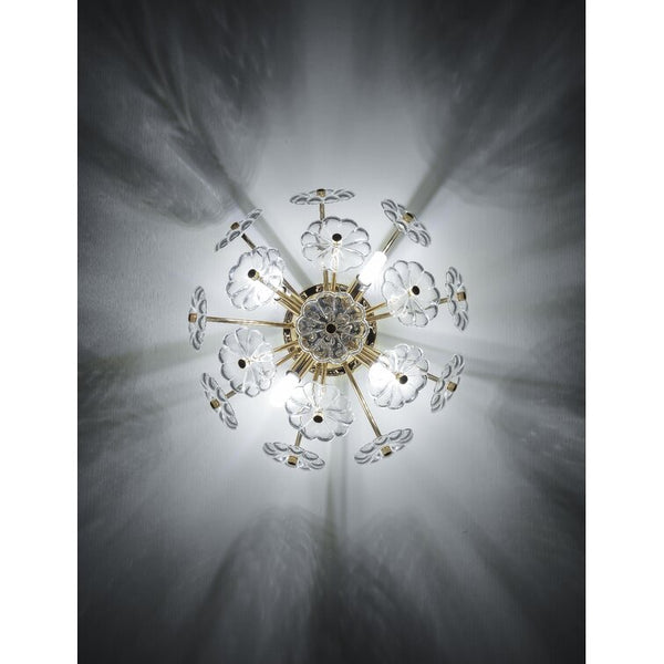 English Elm Gold Elegant Flush Mount Ceiling Light with Crystal Petal Design, 19.7" Brass Fixture, 6×G9 Sockets W2738P314593