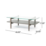 Christopher Knight Home® - Noble House - Leddy Acacia Wood Coffee Table with Tempered Glass Top, Gray Finish