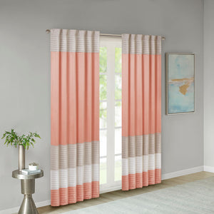 Madison Park Amherst Transitional Polyoni Pintuck Curtain Panel MP40-4372 Coral