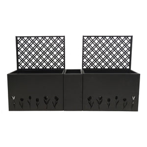 English Elm Metal Galvanized Planter Trellis Set of 3 Rust Resistant Raised Garden Bed for Patio W1586S00001