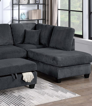 English Elm Contemporary Corduroy Sectional Set with Storage Ottoman and Built-in Usb Port B011S02229
