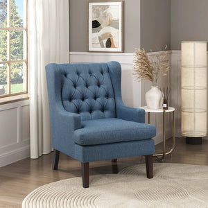 English Elm 1Pc Elegant Button-Tufted Blue Accent Chair With Foam Cushion - Perfect For Cozy Spaces & Style! B011P287707