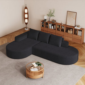 English Elm Modern Curved Chenille Sectional Sofa Set - L-Shaped Couch With 3 Pillows For Ultimate Comfort W834S00453