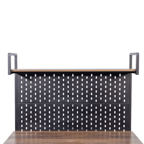 English Elm Kitchen Bakers Rack with Pegboard, Microwave Stand & Glass Doors — Adjustable Shelves, Water-Resistant Storage for Small Spaces and Organized Kitchens W331P283643