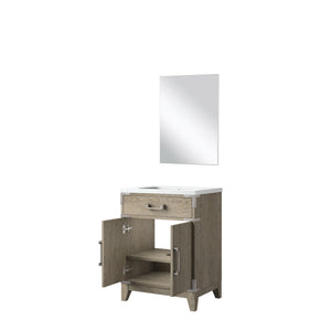 English Elm Grey Oak Single Bath Vanity with Acrylic Countertop, Soft-Close Cabinet, Mirror Included, 24"W B2731S01452