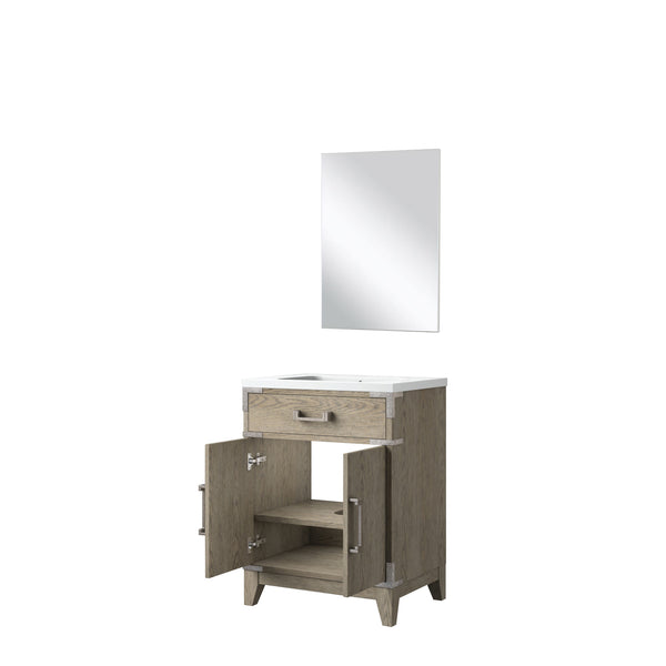 English Elm Grey Oak Single Bath Vanity with Acrylic Countertop, Soft-Close Cabinet, Mirror Included, 24"W B2731S01452