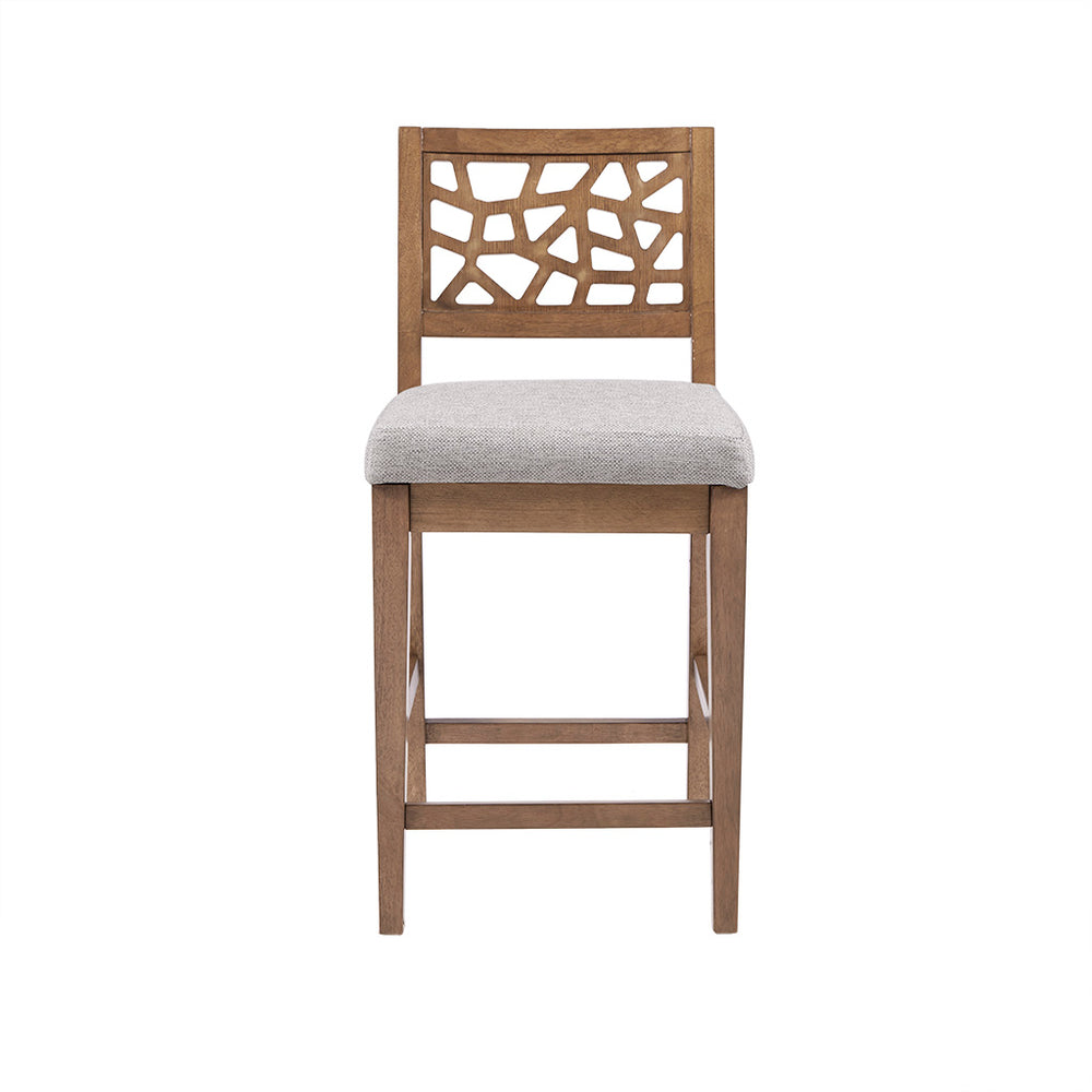 JLA Home INK+IVY - Counter Stool with Oak Veneer Cracked-Ice Pattern — Ergonomic Curved Back, Neutral Finish, Durable Craftsmanship IIF20-0050