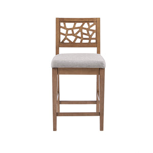 JLA Home INK+IVY - Counter Stool with Oak Veneer Cracked-Ice Pattern — Ergonomic Curved Back, Neutral Finish, Durable Craftsmanship IIF20-0050