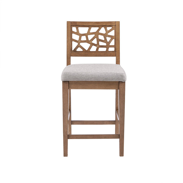 JLA Home INK+IVY - Counter Stool with Oak Veneer Cracked-Ice Pattern — Ergonomic Curved Back, Neutral Finish, Durable Craftsmanship IIF20-0050