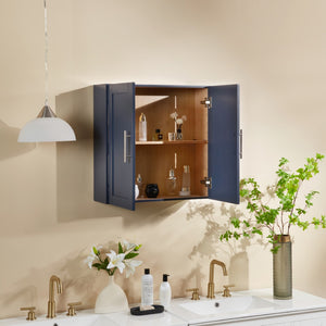 English Elm Wood Hanging Cabinet With Adjustable Shelves – Stylish Blue Storage For Home Décor & Organization W914P292872-GIGA