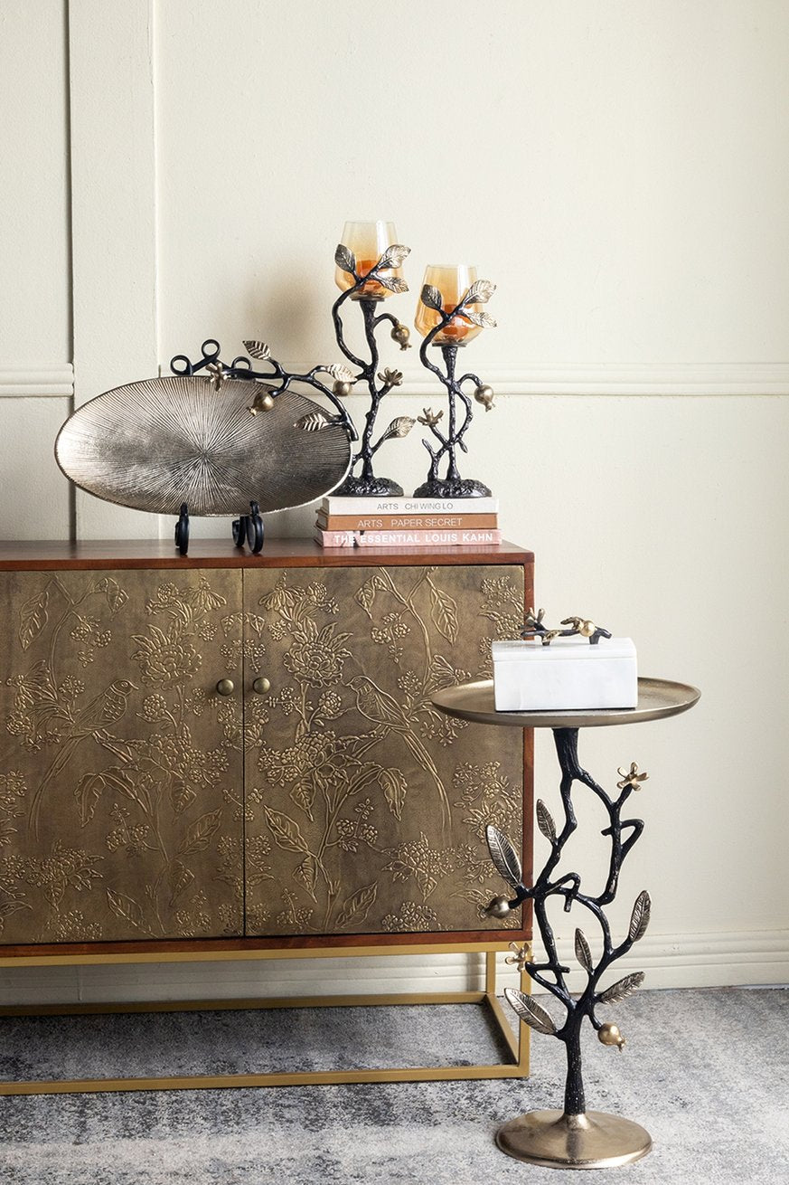 English Elm 13.8x13.8x24" Gold Aluminum Rope Knot Side Table with Polished White Marble Base W2078P461587