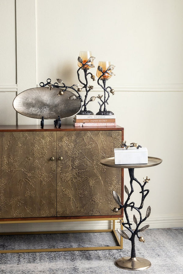 English Elm 13.8x13.8x24" Gold Aluminum Rope Knot Side Table with Polished White Marble Base W2078P461587