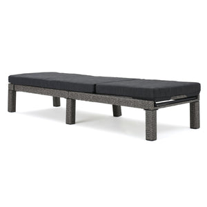 English Elm Christopher Knight Home® - PUERTA KD Chaise Lounge - Black PE Rattan with Iron Frame, Water-Repellent Cushions, All-Season Relaxation 61190.00MBK