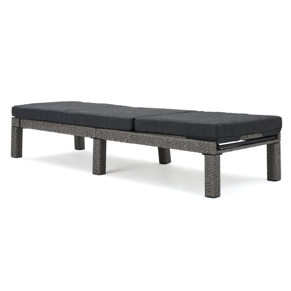 English Elm Christopher Knight Home® - PUERTA KD Chaise Lounge - Black PE Rattan with Iron Frame, Water-Repellent Cushions, All-Season Relaxation 61190.00MBK