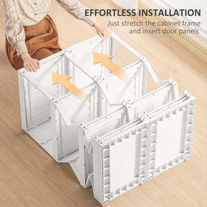 English Elm Homcom Portable Wardrobe Closet With 8 Cubes & Hanging Rod - Lightweight, Easy Setup & Dust-Resistant! W2225P173981