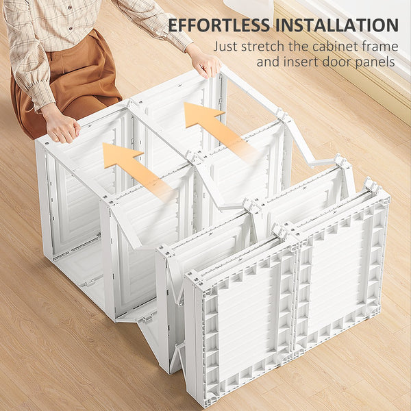 English Elm Homcom Portable Wardrobe Closet With 8 Cubes & Hanging Rod - Lightweight, Easy Setup & Dust-Resistant! W2225P173981