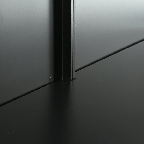 English Elm 67.25'' Tall Steel Curio Cabinet with Led Lighting and Tempered Glass Panels Black SN845P263995B
