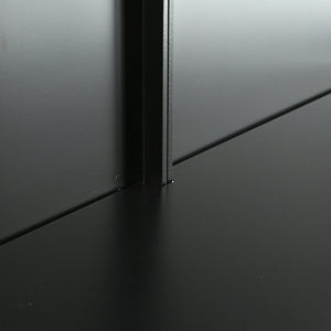 English Elm 76.75'' Steel Curio Cabinet with Led Lights Tempered Glass Doors Vintage Brass Handles SN845P282833B_R