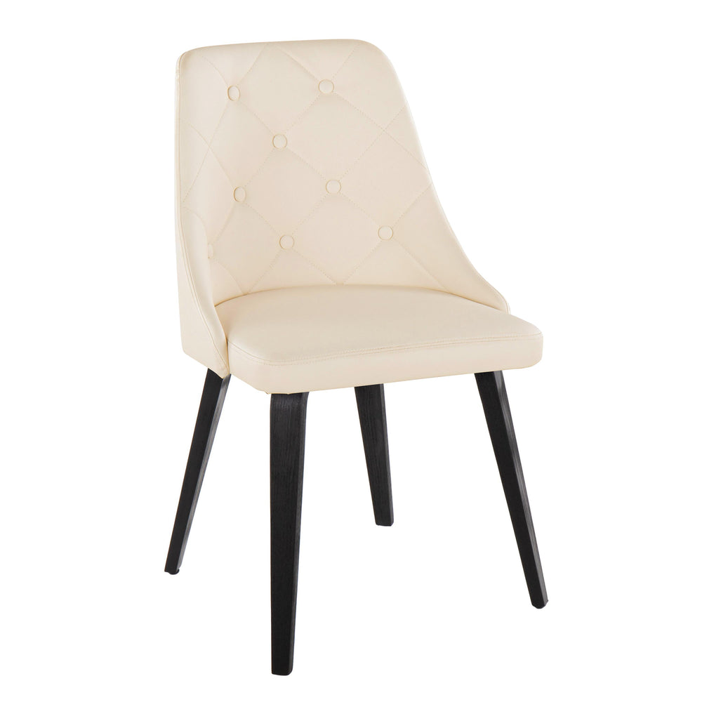 English Elm Giovanni Contemporary Dining Chairs Set Of 2 - Cream Faux Leather & Bent Wood Legs For Elegance B202S01247