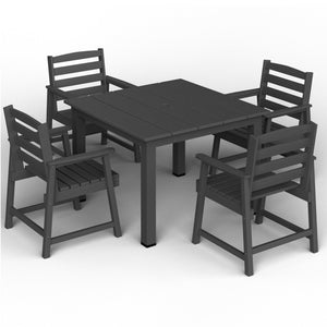 English Elm 5-piece Modern Outdoor Dining Set with Square HDPE Table & 4 Aluminum-Leg Chairs, 280lb Capacity T3898S00006