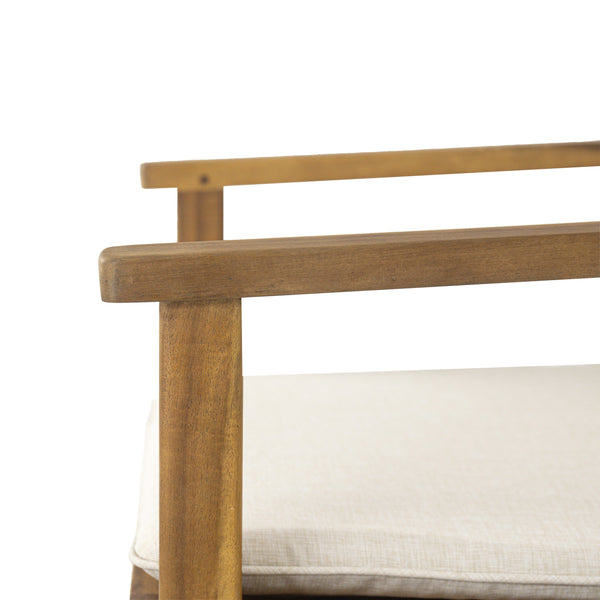 English Elm Christopher Knight Home® - Preston Acacia Outdoor 7PC Dining Set with 6 Beige Cushions, Weather‑Resistant Wood Table for Patio PRESTON7PDSET