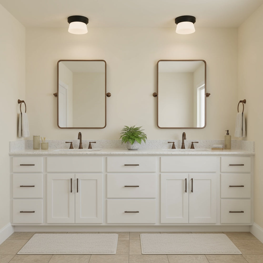 English Elm 7 Inch Led Flush Mount Ceiling Light with Etched Glass Diffuser for Modern Interiors B370P399114