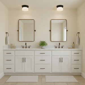 English Elm 7 Inch Led Flush Mount Ceiling Light with Etched Glass Diffuser for Modern Interiors B370P399114