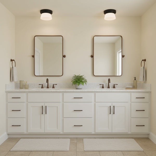 English Elm 7 Inch Led Flush Mount Ceiling Light with Etched Glass Diffuser for Modern Interiors B370P399114