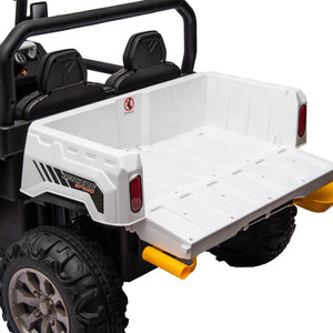 English Elm 24v Kids Ride on Dump Truck Two Seat Electric Utv with Tilting Bed and Remote Control White W1578P188522