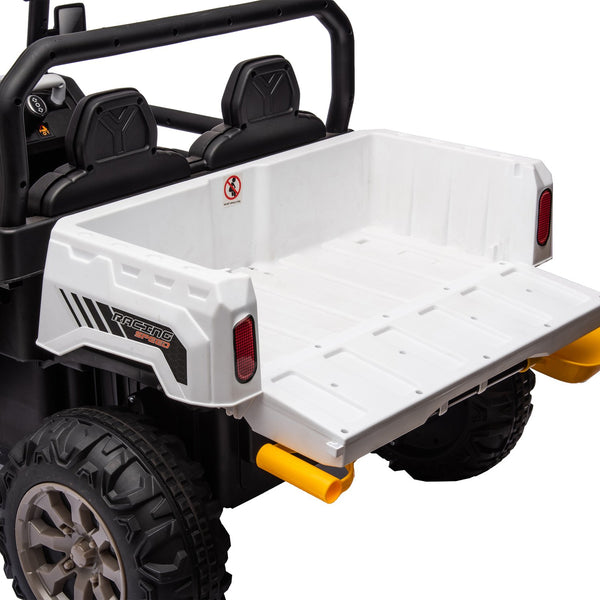 English Elm 24v Kids Ride on Dump Truck Two Seat Electric Utv with Tilting Bed and Remote Control White W1578P188522