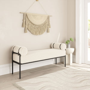 Zuo Modern Barrow Bench - Modern Cream Seating With Durable Steel Frame & Plush Fabric For Stylish Interiors White 100% Polyester,Plywood,Steel 110353-zuo-modern