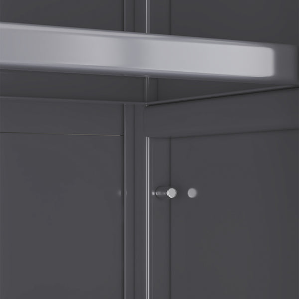 English Elm Open-door Vertical Kitchen Storage Cabinet with Microwave Shelf, Bakers Rack, 250KG Capacity Wheels Grey W509P164655