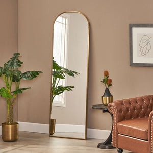 English Elm Christopher Knight Home® - LENGTH Mirror Antique Brass Full-Length Wall Mirror 78x30.5 MDF Frame Vintage Brass Finish Reflective Elegance 69701.00