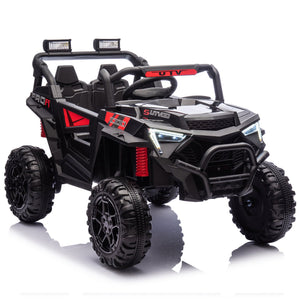 English Elm 24v 400w Kids Electric Utv Ride on with Remote Bluetooth Led Suspension Cockpit Black W1578P284295