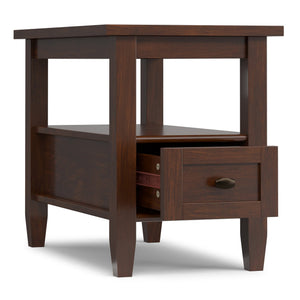 English Elm Warm Shaker Solid Wood Narrow End Table with Drawer and Open Shelf for Small Spaces B136P481648