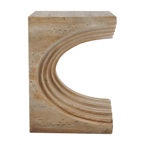 English Elm 16.3x12.2x22.6 Sculptural Arched Side Table Cast Magnesium with Stone Textured Finish W2078P442955