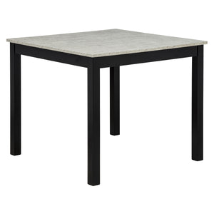 English Elm Elegant Square Acacia Wood Dining Set with Four Linen Upholstered Chairs Modern Style W1998S00090