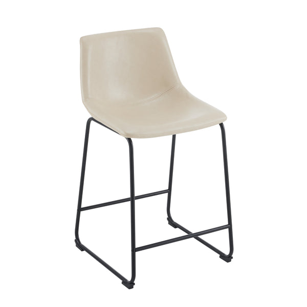 English Elm Christopher Knight Home® - (Set of 2) Vintage Cream & Black Counter Stools with Thick Cushion, Iron Sled Legs, Footrest — 24" Comfort N780P170743C