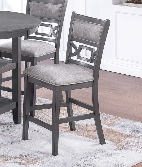 English Elm Gray Round 5-Piece Dining Set with Lower Shelf and Upholstered Chairs — Contemporary Charcoal Style Gray 45 L x 17 W x 46 H B011P373703
