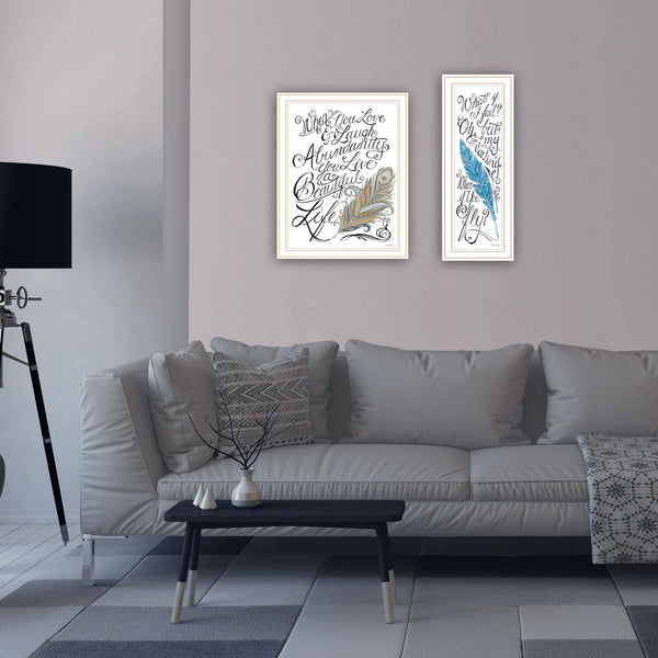 English Elm Trendy Decor 4u Two Piece Motivational Typography Art White Wood Framed Canvas Print B067P256641