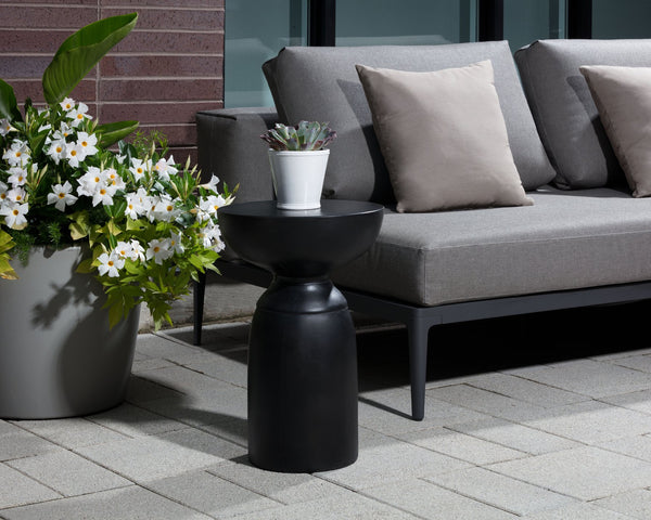 Sunpan Goya End Table - Stylish Concrete Accent for Indoor and Outdoor Spaces, Unique Variations Included Black