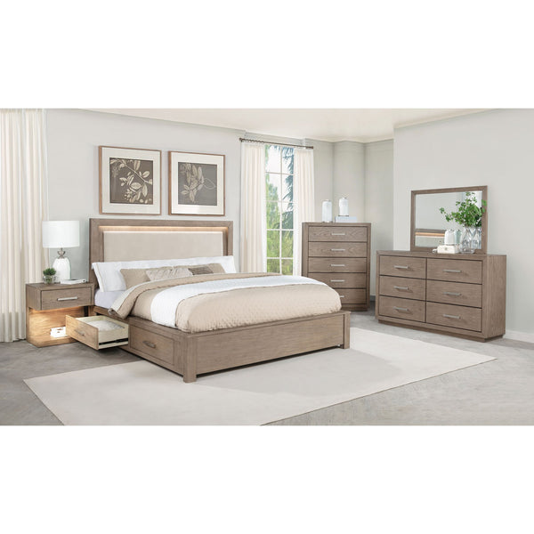English Elm Gibbons California King Storage Bed with Led Headboard and Four Underbed Drawers B062S01829