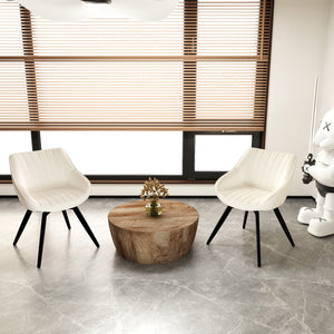 English Elm 29.53" Round Mdf Coffee Table & 2 Pu Dining Chairs Set – Stylish, Durable, Multi-Functional For Home Use W2189S00504