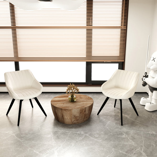 English Elm 29.53" Round Mdf Coffee Table & 2 Pu Dining Chairs Set – Stylish, Durable, Multi-Functional For Home Use W2189S00504