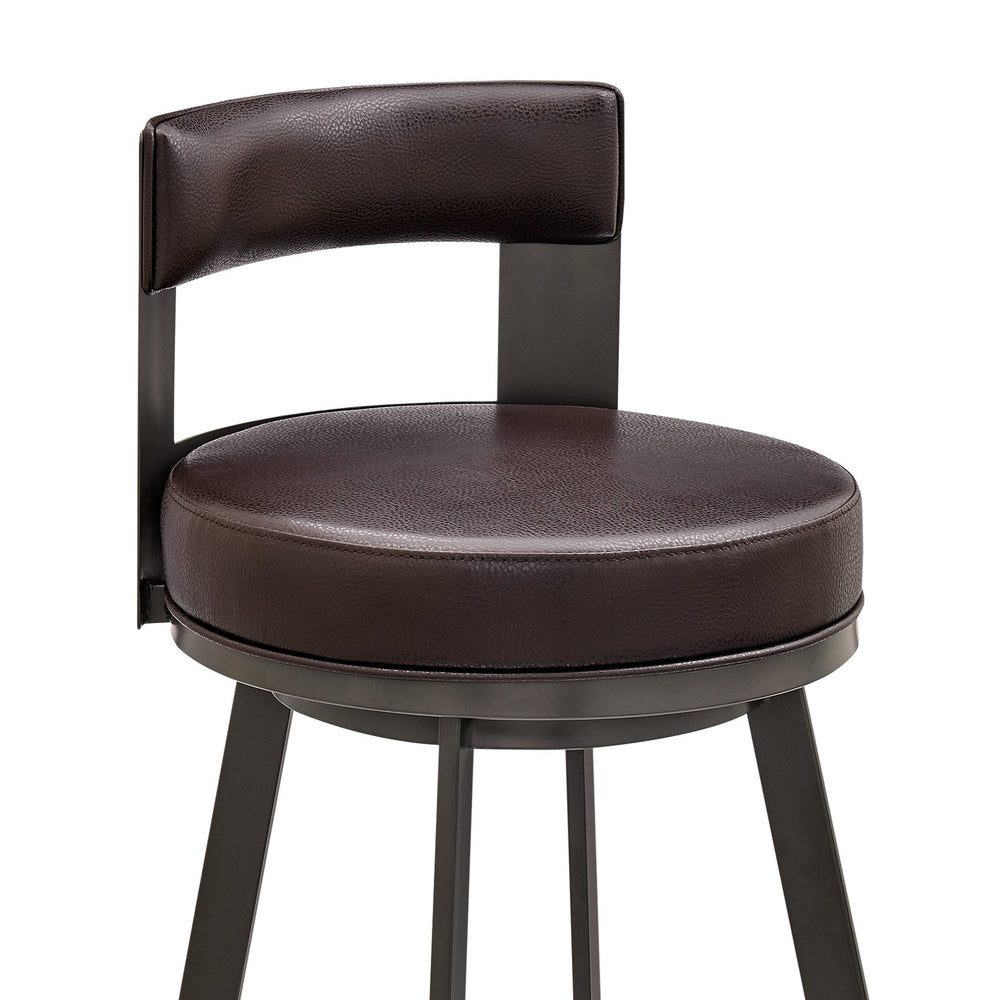 English Elm Zovelle Swivel Bar Stool Brown Faux Leather Upholstered 360° Swivel Counter or Bar Height Stool B2736P354300